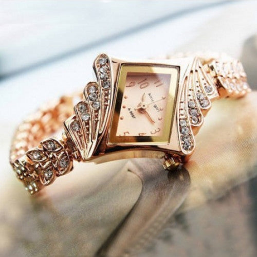 Unique Full Crystal Diamonds for Ladies Quartz Wristwatches, King Girl Royal Rose Gold Bracelet Watch Women Top Brand