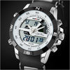 Analog Digit Dual Time Display Date Week Alarm Luxury Brand Sport Watch Unique Design, Men Watches LED Luminous